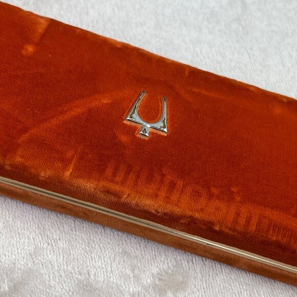 Vintage Bulova Accutron Women Orange Velvet Watch Box Case  EMPTY - Picture 2 of 7